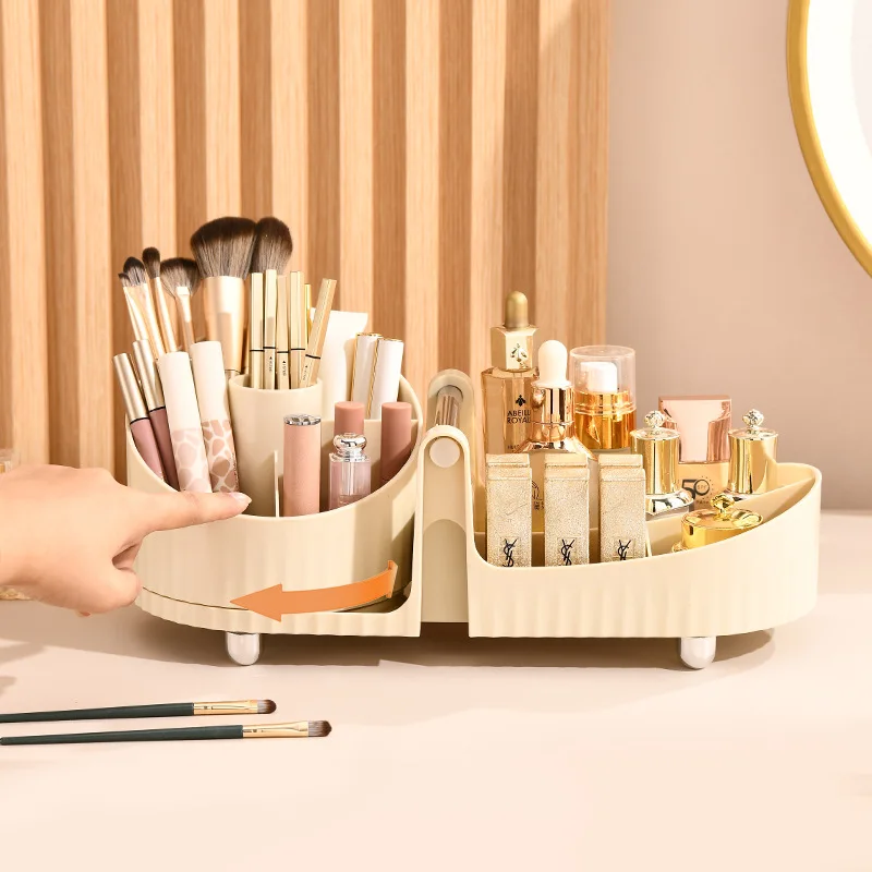 OWNSWING Large capacity classify Storage makeup brush pen holder lipstick eyeshadow powder puff  Rotating Makeup storage box