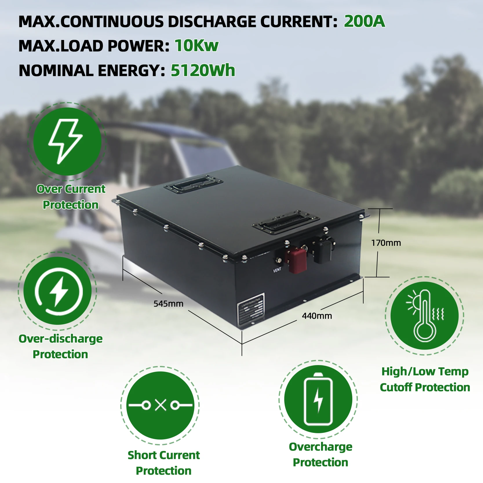 V Ah Golf Cart Battery Volt Lifepo Battery Pack Marine