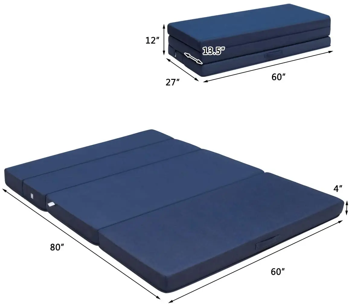 4 Folding Mattress Topper Pressure Relief  Multiple Shaped 3D Mesh Fabric Machine Washable Topper