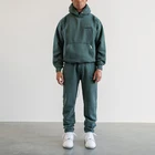 Custom Unisex Custom Logo Cotton Vintage Elasticated Zip Pockets Washed Unisex Distressed Jogger Men Tracksuit Sweatsuit