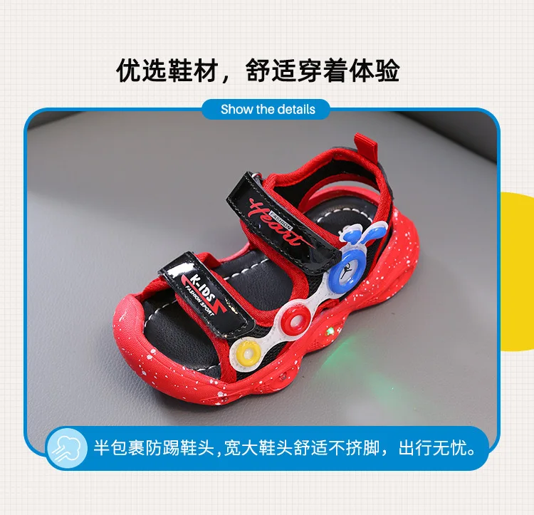 2024 Summer Lighting Sandals for Boys and Girls 1-6 Years Old Luminous Casual Shoes Soft Anti-Kick Beach Shoes for Toddlers factory