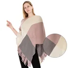 Scarf Plaid Imitation Cashmere Shawl For Women Winter Pashmina Scarf Tassel Multifunction Warm