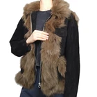 2021 Luxury Over Size Shape Women Pure Leather Jacket With Real Fox Fur Coat