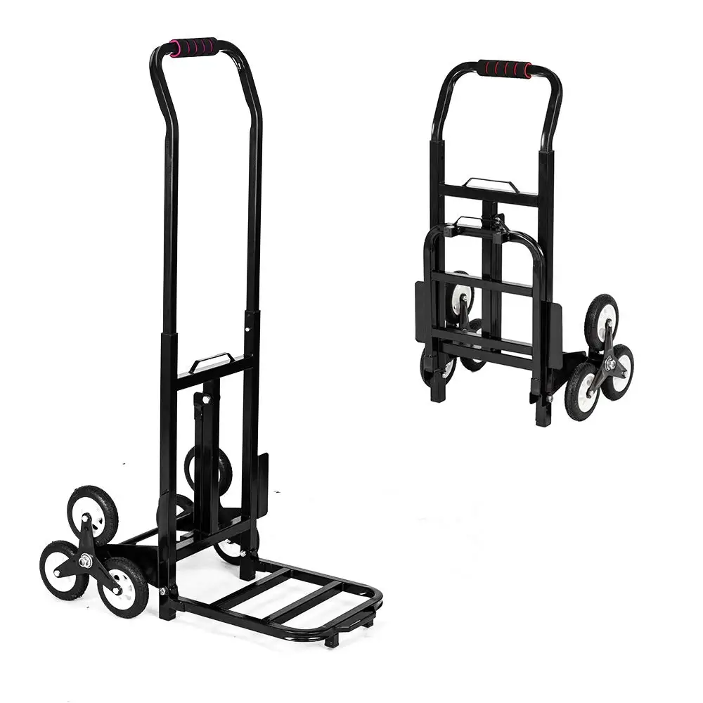 HCC& Shopping Cart 6 wheel Folding Trolley Dolly Stair Climbing Grocery Cart with Wheel Bearings for Go Up and Down 
