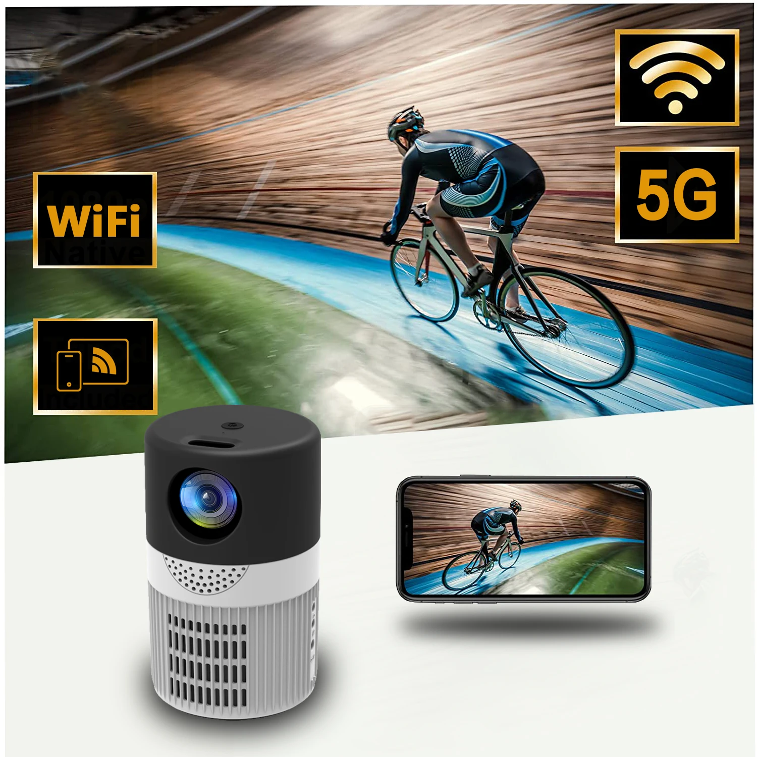 New YT400 Home HD Projector With 5G Wifi Support Android IOS Win For Xiaomi Iphone Huawei Mini Portable Mobile Phone Projector