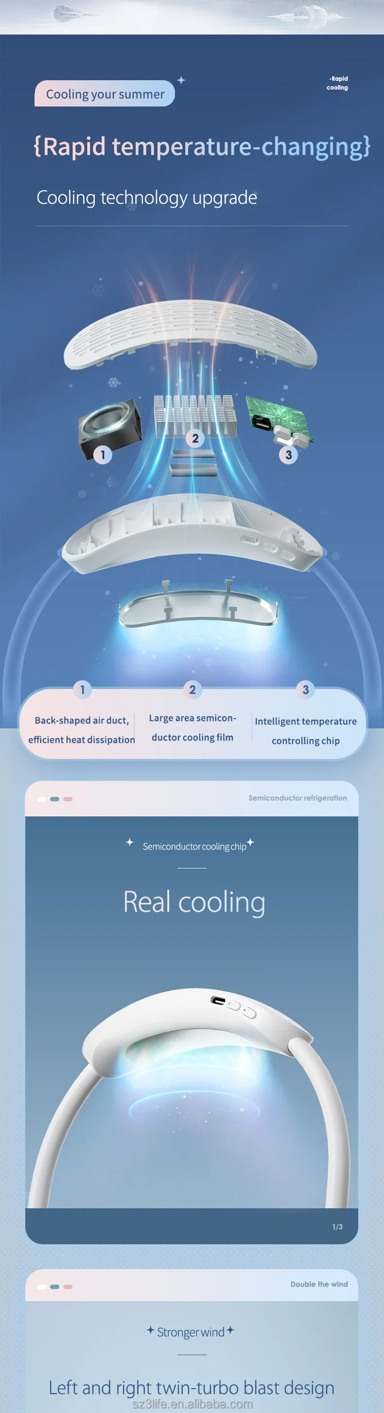 Semiconductor Refrigerating Neck Fan, Portable, 4000mAh - detail 4