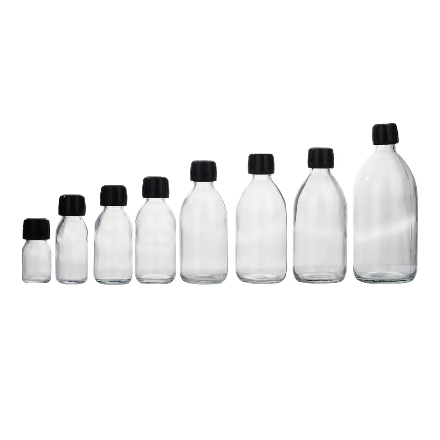 DIN 28 Maple Syrup Bottle 30ml 60ml 100ml 125ml 150ml 200ml 250ml Clear Syrup Glass Bottles For Juice Coffee