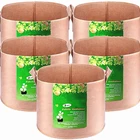 With Strap Handles 5-Pack 5 Gallons Heavy Duty Thickened Felt Fabric Pots Grow Bags With Strap Handles Tan