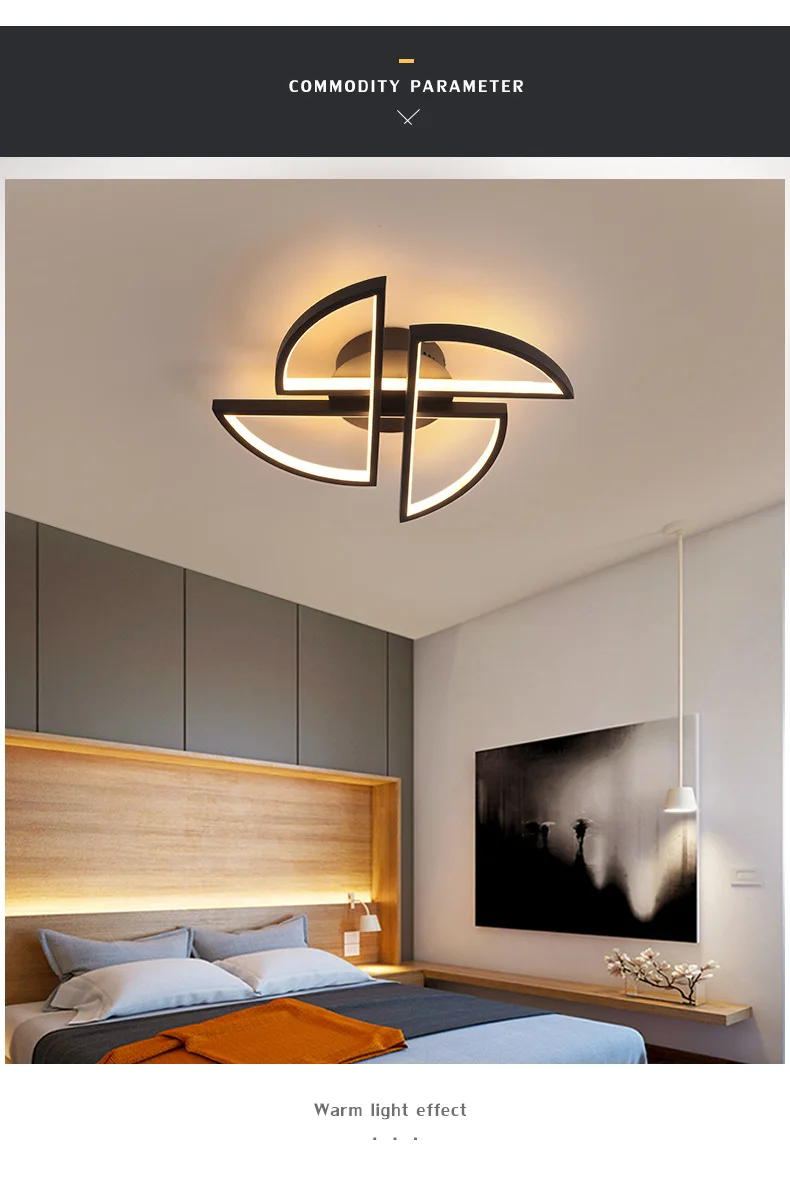 Nordic Simply Modern Surface Mounted Iron Acrylic Home Bedroom Living Room Ceiling Lamp