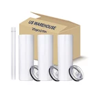 US Warehouse Wholesale Sublimation Blanks White 20oz Double Wall Straight Sublimation Tumbler Coffee Mug With Plastic Lid