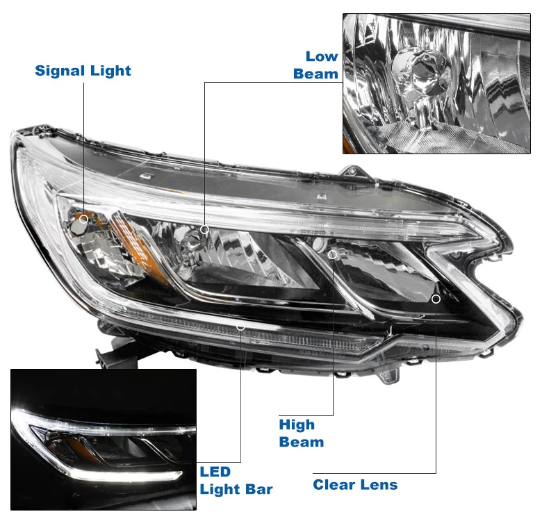 produit saivis remplacement chrome voitures phares à LED phares pour honda cr v 2015 2016 crv 15 16 ex ex l se-35