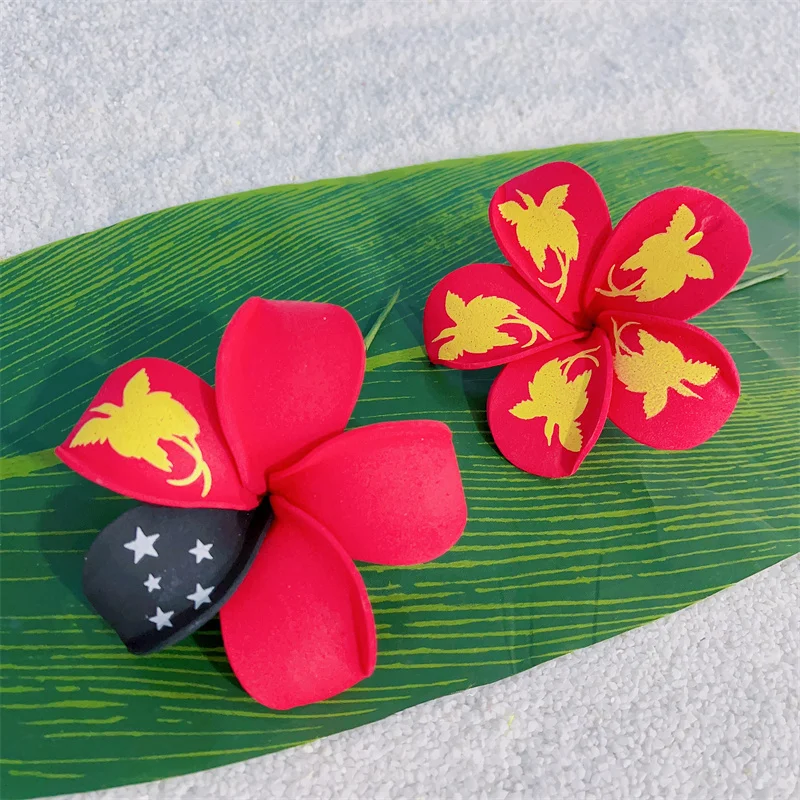 Wholesale Papua New Guinea Flag Foam Flower Hair Stick Custom Made Hair Pick Tropical Headwear Hair Accessories Headflower