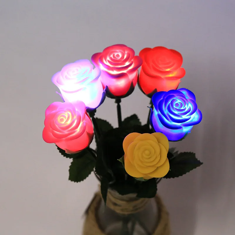 Promotional Plastic Battery Rose Flower Bedroom Party Indoor Decoration Rose Bear LED Lights