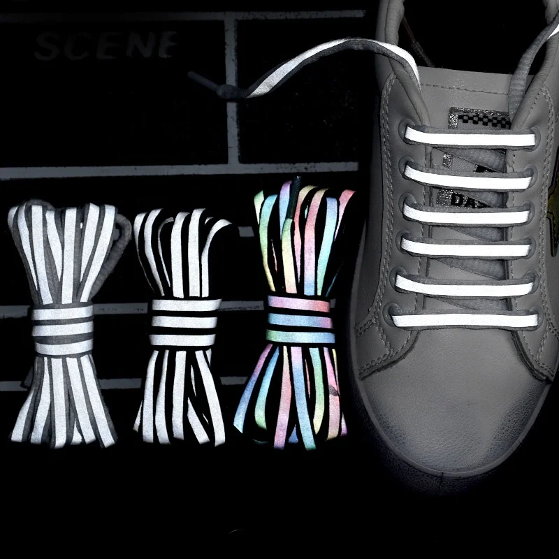1 Pair 120cm Flat Reflective Runner Shoe Laces Safety Luminous Glowing ShoeS^LI