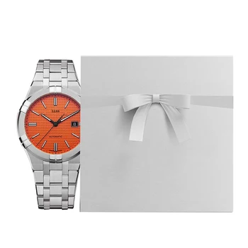 Luxury  Super Couple Clone Watch Luminous Leisure Calendar Pointers Waterproof Orange Dial ML Stainless Steel Diver