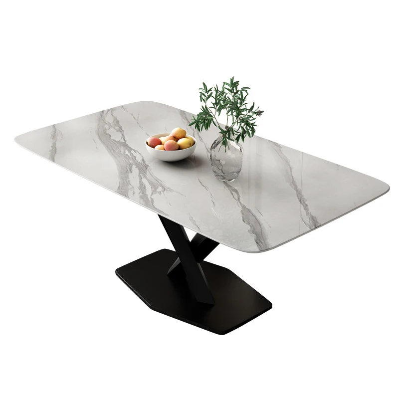 Modern Luxury Design  Nordic Dining Room Restaurant Full Black Italian Large Square Marble MDF Top Dining Table