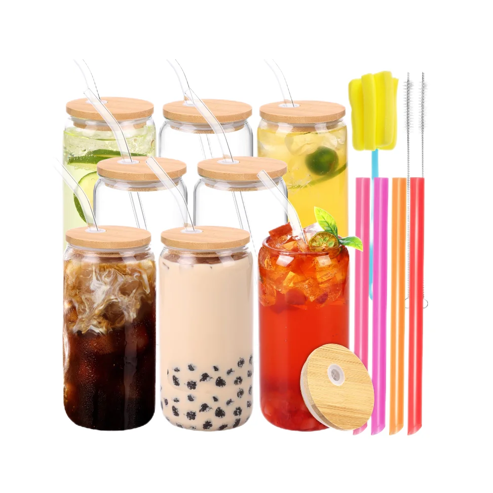 Hot Sale Fashion 8Pcs Heat Resistant Transparent Coffee Bamboo Glass Coffee Cups Mug