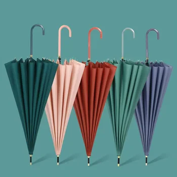 Wooden Wholesale Straight Pole Straight Umbresilverlid Color Business Carton Umbrellas Vintage Umbrella with Logo Long Umbrella