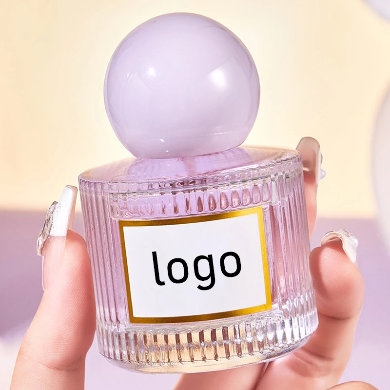 In-stock For Fast Shipping: 50ml Flat Shoulder Round Striped Glass Perfume Bottle With Gold Or White Cap