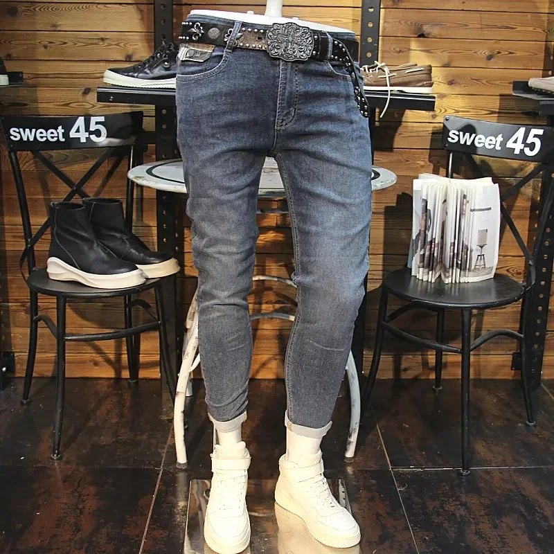 Fashion Hip Hop Streetwear Printed Men Designer Hip Hop Pants Slim Fit Punk Style Designer Jeans