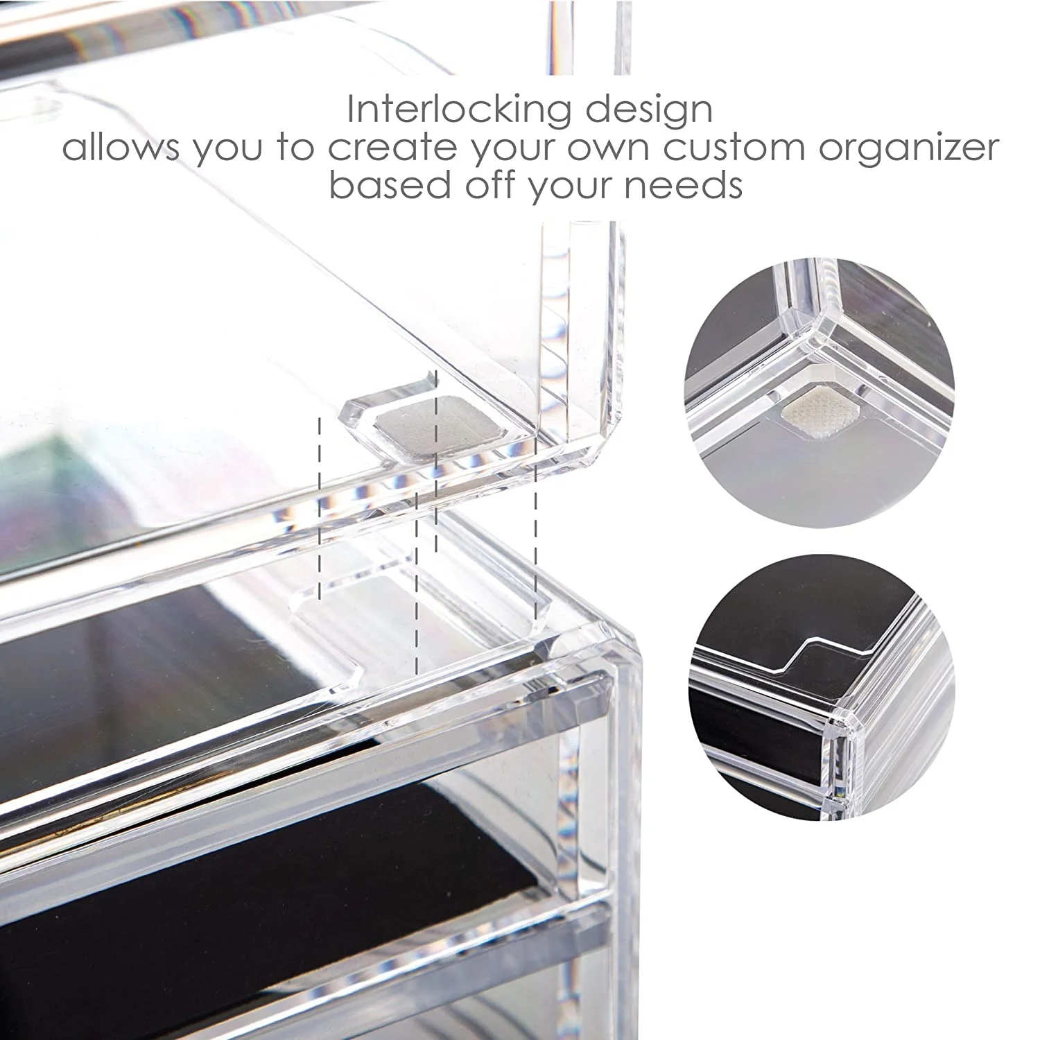 Large Makeup Organizer Acrylic with 5 Drawers Cosmetic Organizer Stackable Jewelry Storage Box Desktop Display Vanity Case Clear