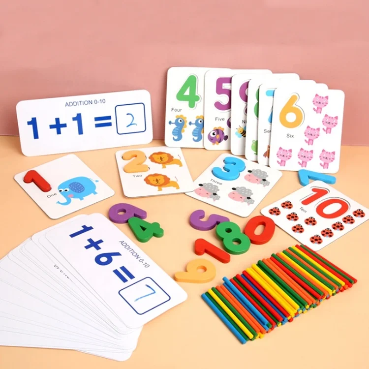 Kid Education Toys Wooden Counting Sticks Preschool Math Number Learning Game 