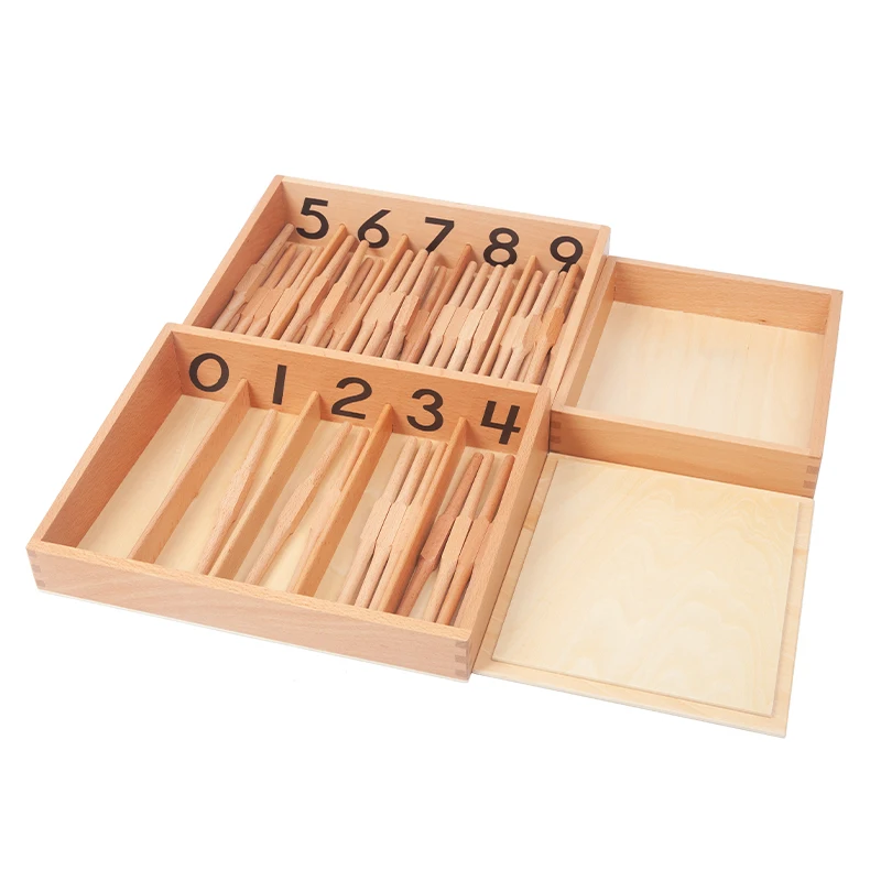 Montessori Mathematics Material Educational Wooden Toys Spindle Box