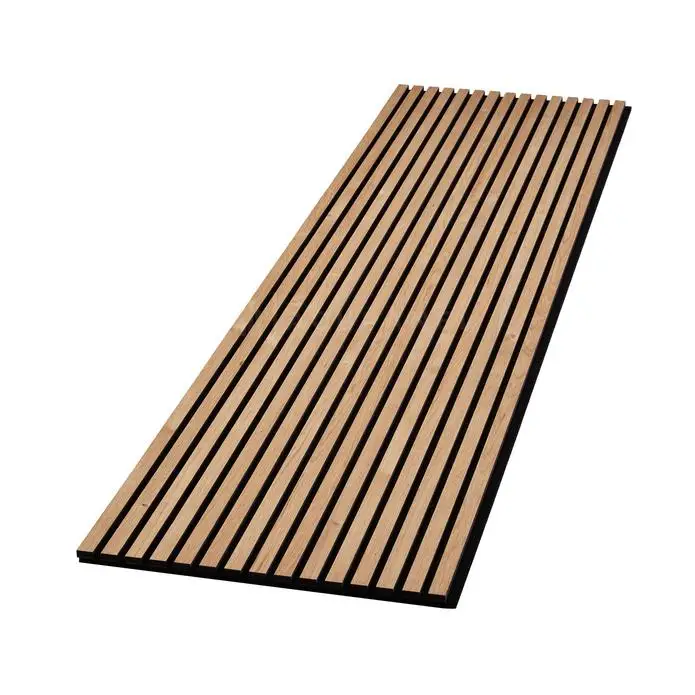 Natural Smoky Oak Veneer Finish Akupanel Acoustic Panel Wooden Slat Wall Perforated Fiber Acoustic Panel