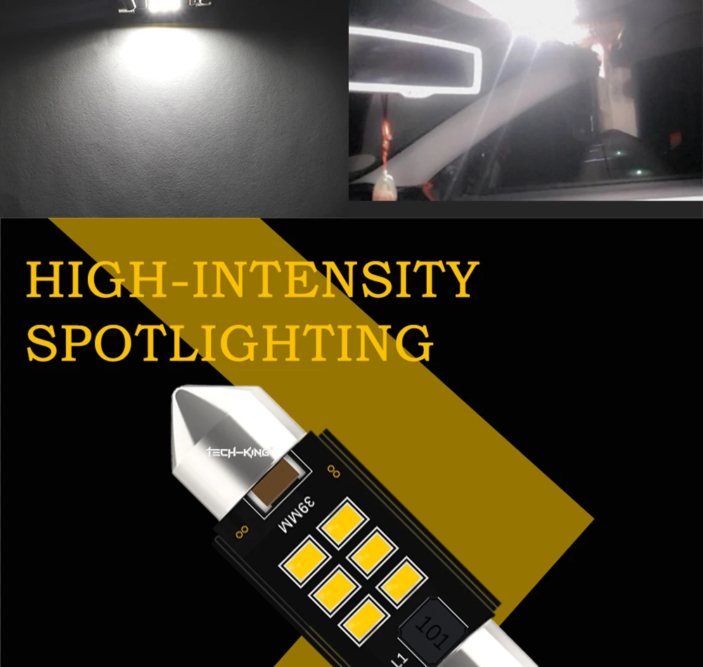 Car Super Bright 31mm 36mm 39mm 41mm 44mm LED Double Pointed Lamp C5W C10W CANBUS 6 SMD LED Reading Light License Plate Light