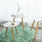 Table SONGMICS White Natural MDF Wooden Pine Set Of 2 Living Room Round Nesting Side Scandinavian Coffee Table