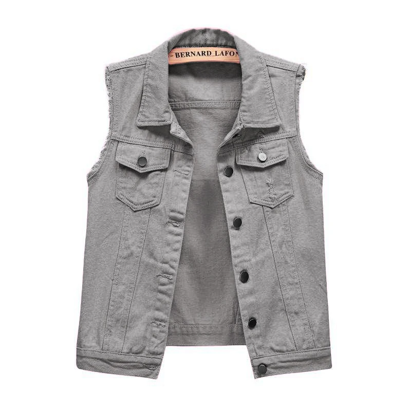 Plus Size Women's Casual Clothing Slim Raw Selvedge Short Vests Denim Jeans Motorcycle Jacket Ladies' Cowboy Vest in Sizes 6XL details