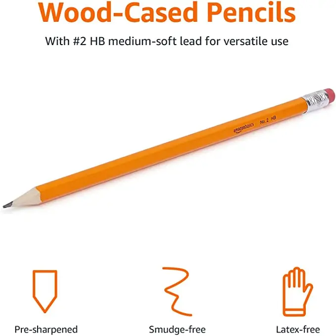 Multi-color Custom logo printed pencil HB 2B black lead wooden pencil school supplies with eraser pencils for kids