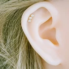 Stud ROXI S925 Sterling Silver Three-grain Diamond Threaded Pierced Stud Earrings 2021