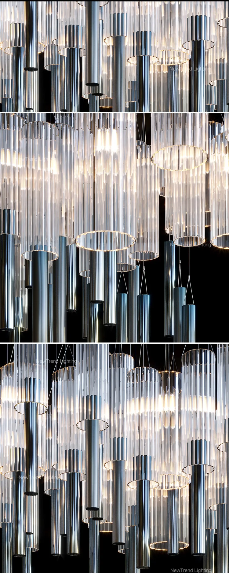 CPL-377 Modern Design Indoor Decoration Hall Hotel Lobby Staircase Bespoke Glass LED Chandelier manufacture