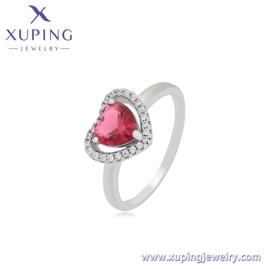 A00913792 xuping jewelry Fashion Exquisite Romantic Heart Design Ruby Couple Proposal Engagement Ring