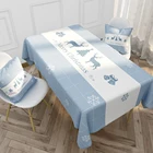 Table Cloth Hot Selling Christmas Linen Tablecloth Nordic Blue Elk Letter Waterproof Table Cloth