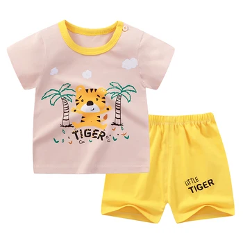 Spring Summer Boy Customized printed Clothes 2pcs Set Outfits Kids Clothes Toddler Suit Children Clothing