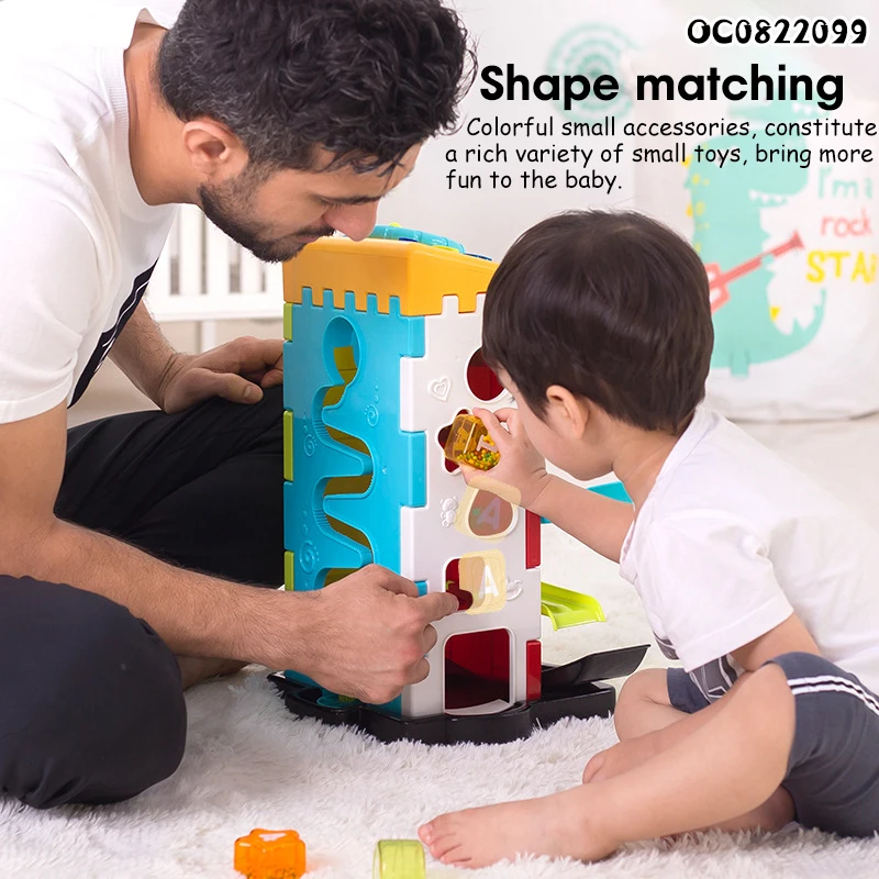 Plastic car track shape matching game toy with steering wheel toy for children