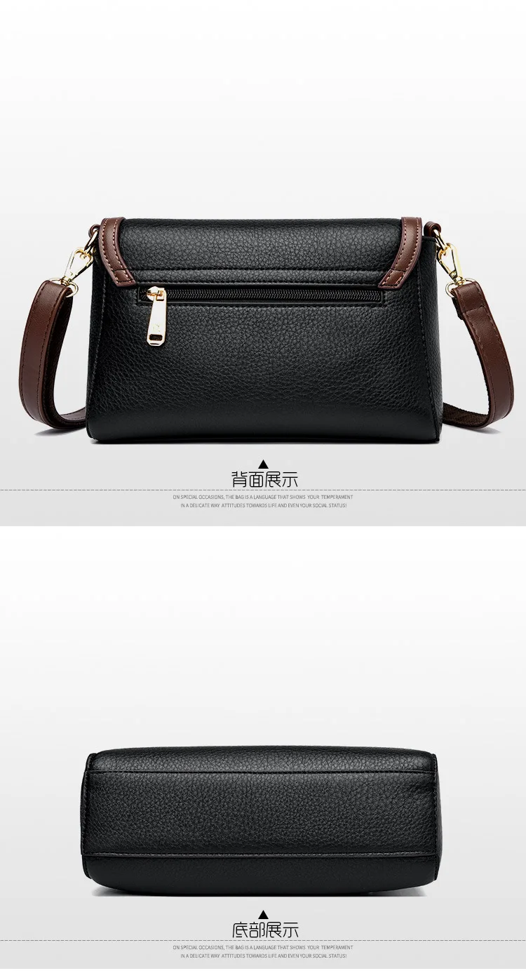 Vintage Pu Leather Bag Ladies Fashion Crossbody Square Handbags Large Capacity Women's Shoulder Bags