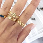 Ring European And American Ins Style Women Ring Retro 18k Gold Plated Geometric Hollow Closed Chain Ring