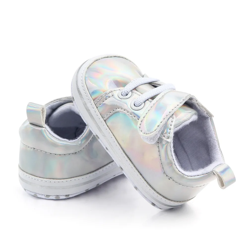 High quality gold laser reflection cool boy shoes soft sole baby shoes