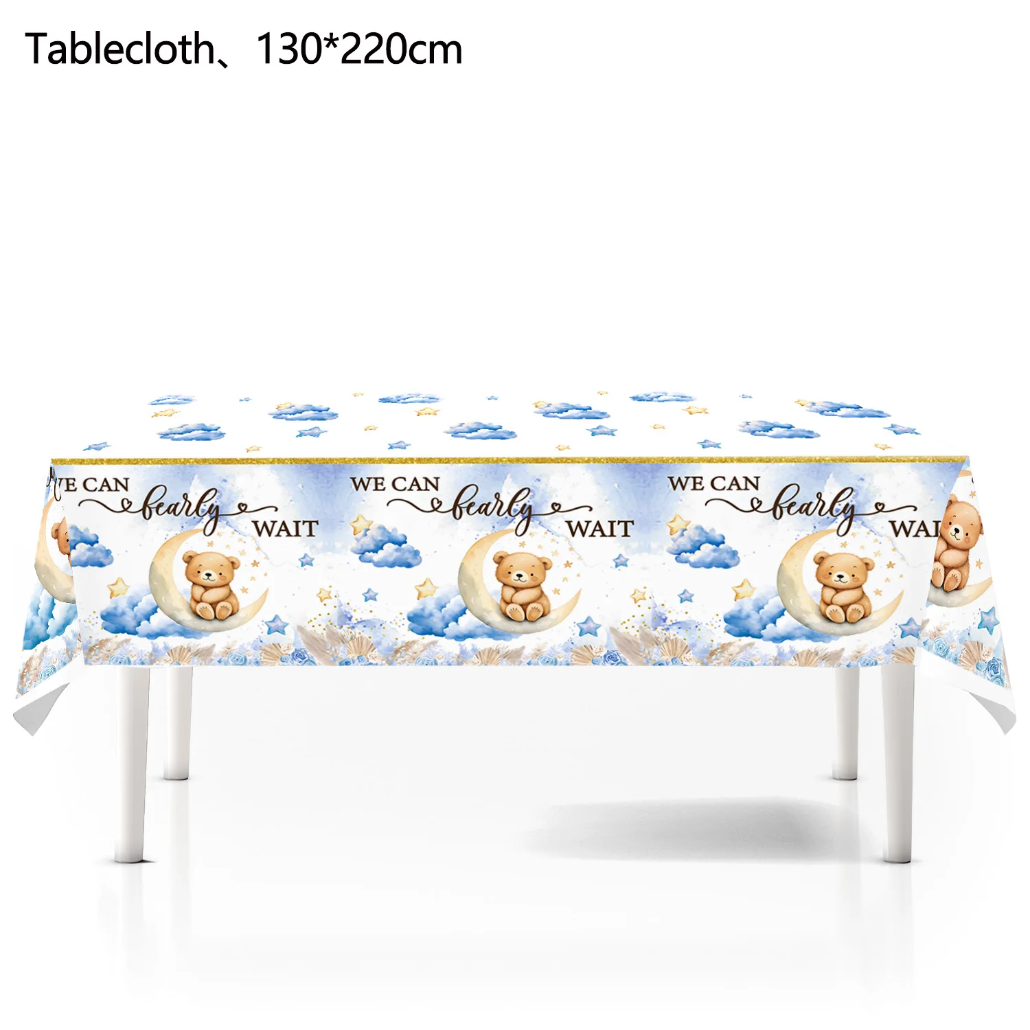 Large Size Party Tablecloths Disposable Table Cover Blue Bear Birthday Wedding Party Supplies Plastic Tablecloth