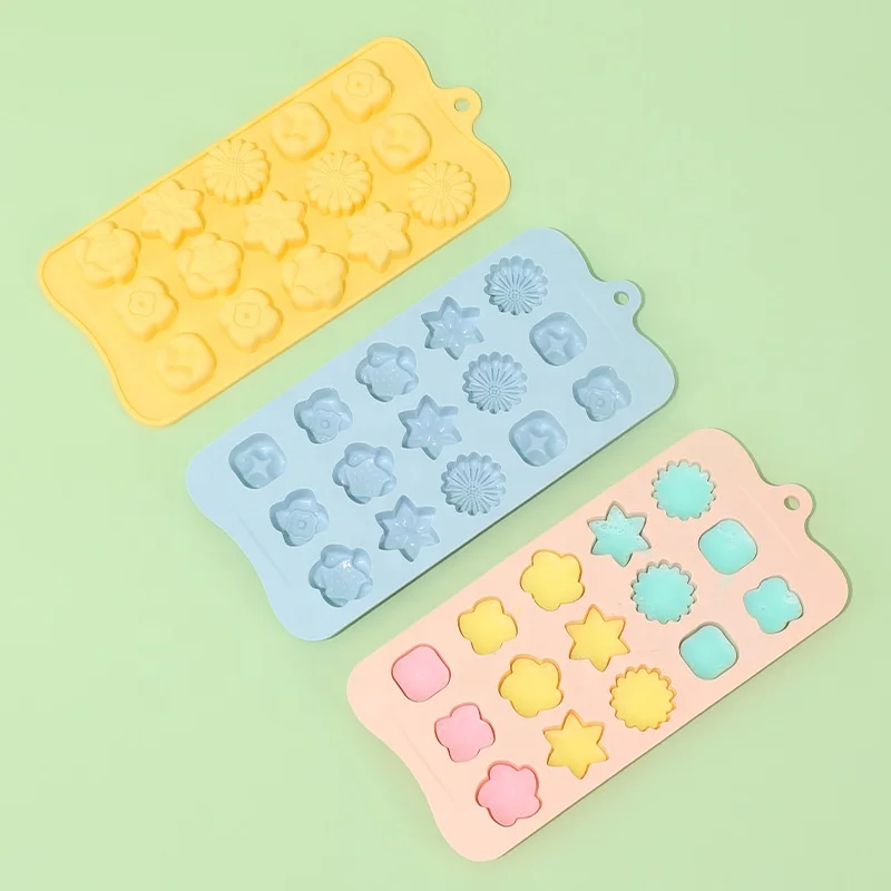 15 cavity multi shape flower chocolate mould ice grid soap candy silicone   cake molds silicone decoration fondant tools