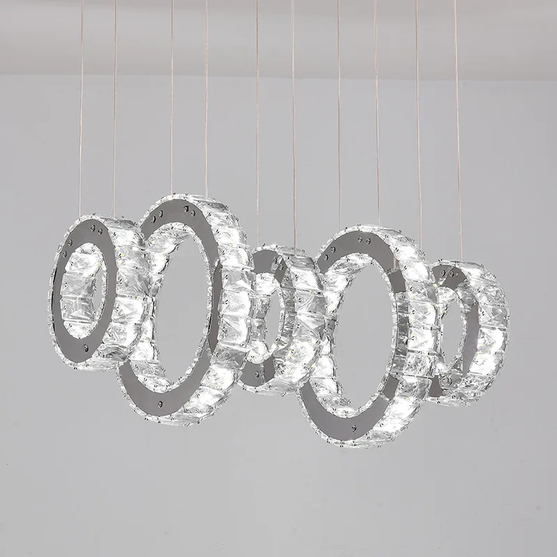 Indoor Modern Crystal Round Ring Chandelier lamp Light Metal Pendant Lamp Wholesale Hanging Decoration Light Fixture