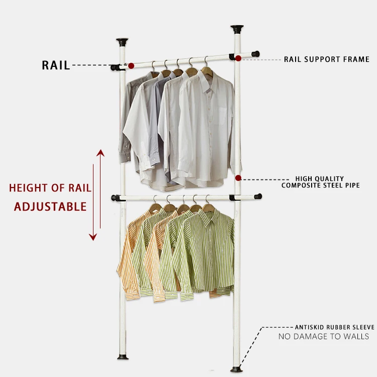 Combination Wardrobe Clothes Rack Metal Garment Racks Bedroom Small Standing Heavy Duty Clothes Racks For Hanging Clothes