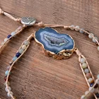 Stone Jewelry Women Natural Stone Leather Wrap Bracelet Beaded Mala Drop Shipping Gemstone Bracelet Jewelry