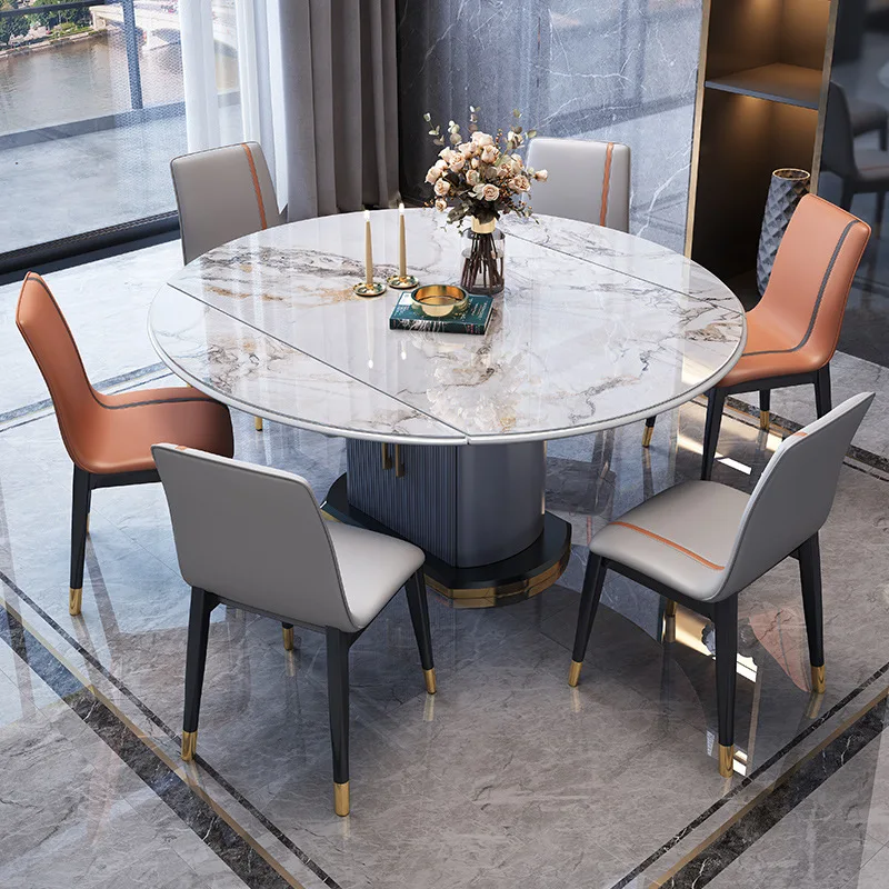 Nordic Marble Cabinet Dining Table Extendable Design Luxury Dinning Table Set Modern Dining Tables