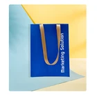 Blue Handbags Leather Handle Blue Felt Tote Bag Women Handbags Custom Logo Business Gift Wine Bag