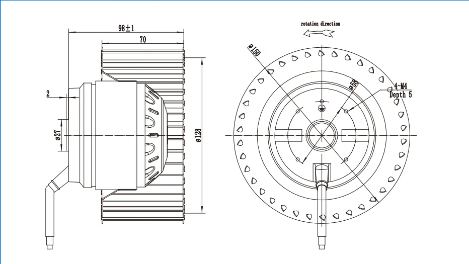 Centrifugal Fan, F2E150-070A-AE00, 220V, Galvanized material - detail 4