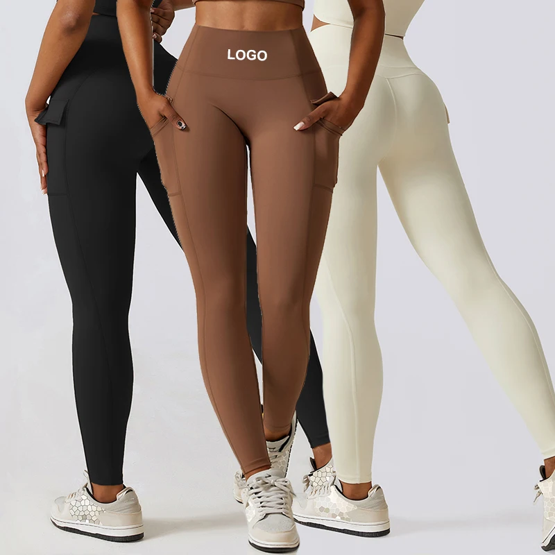 YIYI Newest Breathable Custom Women's Leggings With Side Double Pockets Yoga Pants Women Girls Biker Running leggings 2023